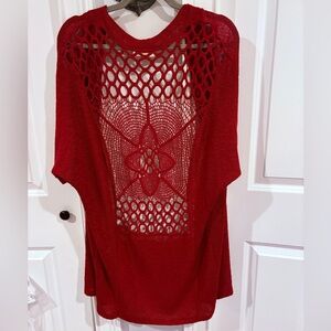 La Fiancée Elegant Red Open-Knit Sweater